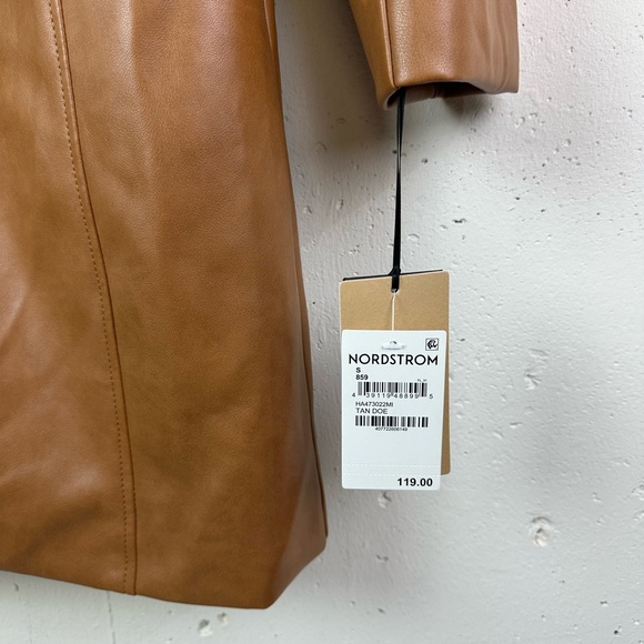 NWT Halogen Faux Leather Car Coat Cognac - Picture 5 of 9